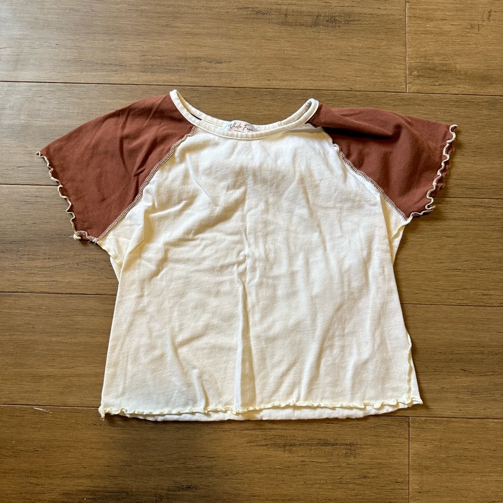 Brown and beige crop top
